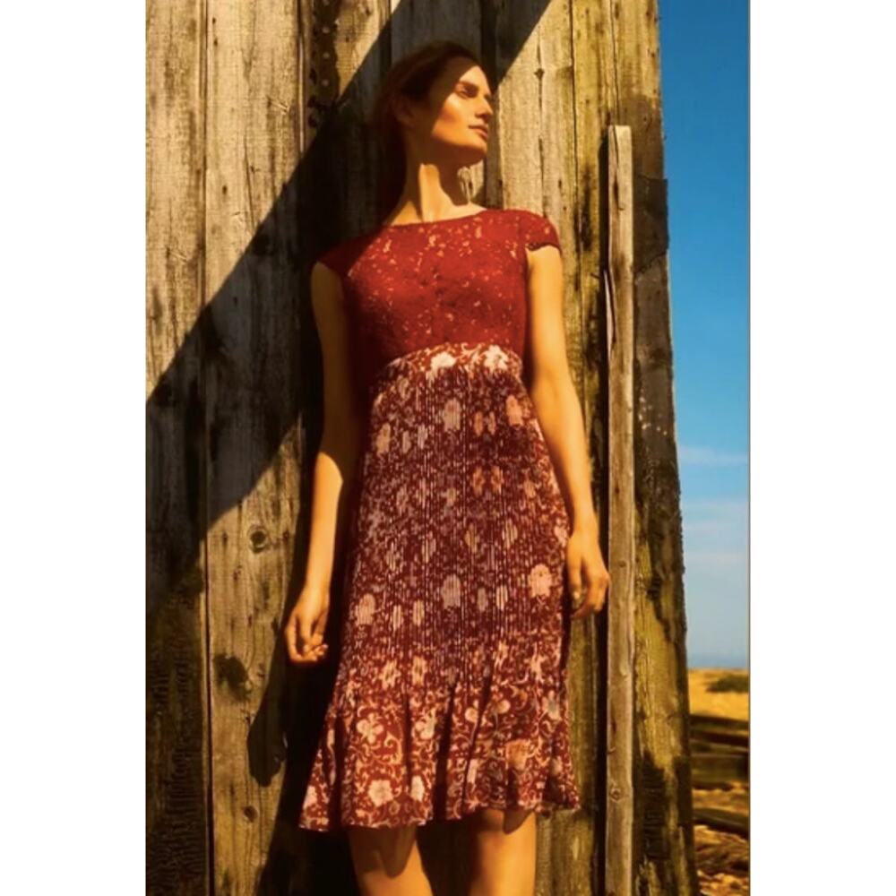 ANTHROPOLOGIE NWT Plenty by Tracy Reese Arcadia Red Pleated Lace Dress // 12 - Picture 16 of 16